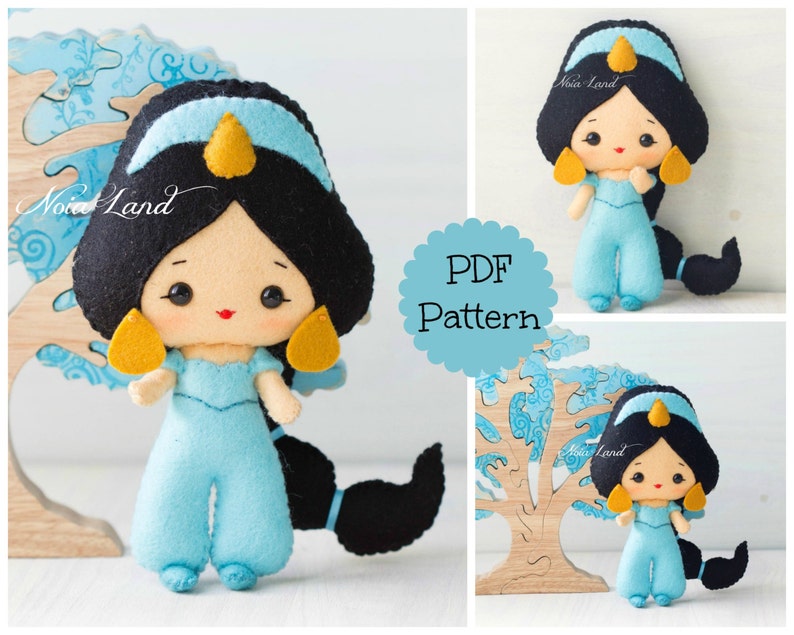 Jasmine. PDF pattern. Felt doll. image 1