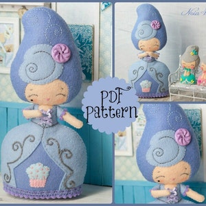 PDF.Marie Antoinette doll with baby Antoinette .Plush Doll Pattern, Softie Pattern, Soft felt Toy Pattern. image 1