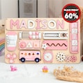 Personalized Name Puzzle & Busy Board, Montessori Wooden Toy, Gift for Baby Girl, First Birthday Gift, Gifts For Kids, Baby Toy, Baby Gift