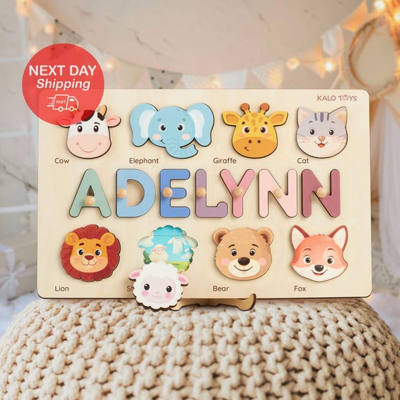 Personalized Name Puzzle, First Birthday Girl Gift, New Baby Girl Gift, Baby Shower Gift, 1st Birthday Boy Gift, Toys for 1 year Old Boy