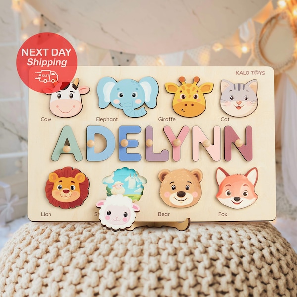 Rompecabezas personalizado con nombre, regalo para niña de primer cumpleaños, regalo para recién nacida, regalo para baby shower, regalo para niño de primer cumpleaños, juguetes para niño de 1 año