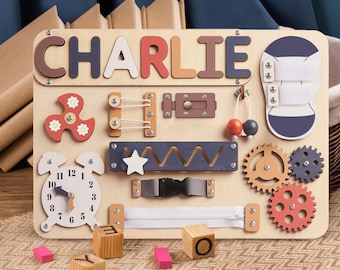 Montessori Toys, Personalized Baby Busy Board, Custom Name Puzzle, Gift for Boy or Girl, First Birthday Gift, Baby Shower, Gifts For Kids