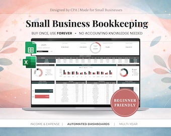 Small Business Bookkeeping Spreadsheet | Income and Expense Tracker | Profit and Loss | Google Sheets & Excel | Beginner Friendly | CPA