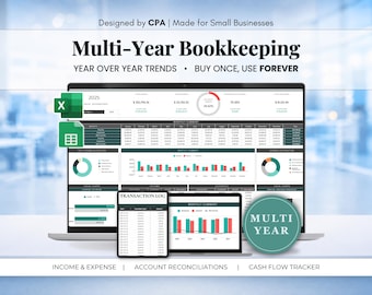 Small Business Financial Tracker | Income & Expense Spreadsheet | Multi Year Bookkeeping Template | Excel and Google Sheets