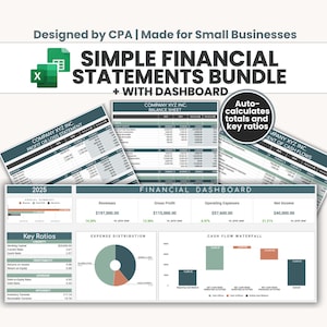 Simple Financial Statements Bundle | Balance Sheet, Profit & Loss and Cash Flow Templates | Small Business Finance Dashboard