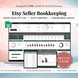 Etsy Seller Bookkeeping Spreadsheet | Auto-Map Your Etsy Statement | Multi-Shop Tracking | Google Sheets | CPA Designed