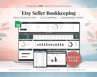 Etsy Seller Bookkeeping Spreadsheet | Auto-Map Your Etsy Statement | Multi-Shop Tracking | Google Sheets | CPA Designed