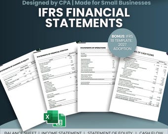 IFRS Financial Statement Template | Excel & Google Sheets | Balance Sheet, Income Statement, Cash Flow, Equity | Accounting Spreadsheet