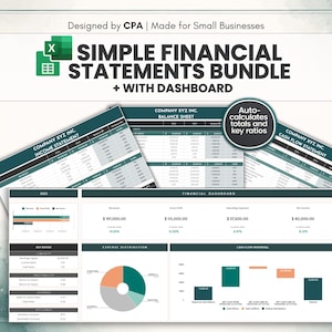 Simple Financial Statements Bundle | Balance Sheet, Profit & Loss and Cash Flow Templates | Small Business Finance Dashboard