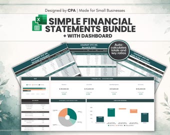 Simple Financial Statements Bundle | Balance Sheet, Profit & Loss and Cash Flow Templates | Small Business Finance Dashboard