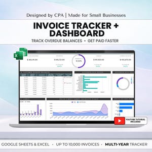 Invoice Tracker Google Sheets & Excel + AR Aging Report Template |  Accounts Receivable Dashboard + Cash Receipts + Live Cash Flow Insights