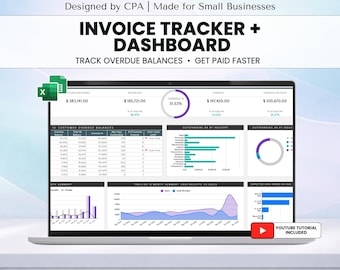 Invoice Tracker Google Sheets & Excel + AR Aging Report Template |  Accounts Receivable Dashboard + Cash Receipts + Live Cash Flow Insights