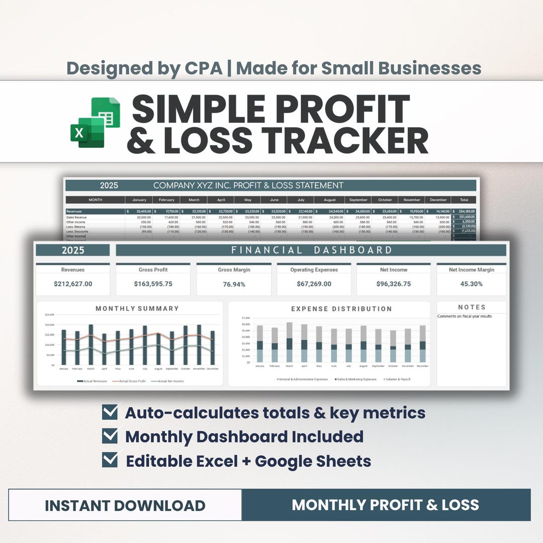 simple profit & loss templates | free p&l templates by... Simple Profit and Loss Template (P&L) | Monthly Income Statement ...