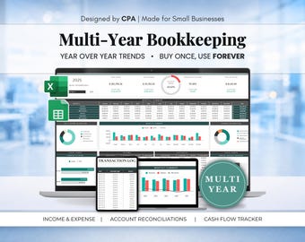 Small Business Financial Tracker | Income & Expense Spreadsheet | Multi Year Bookkeeping Template | Excel and Google Sheets