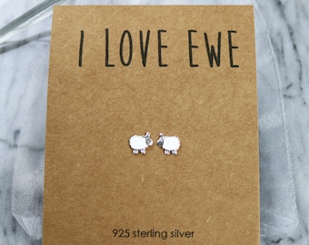 I love Ewe Sterling Silver Sheep Earrings