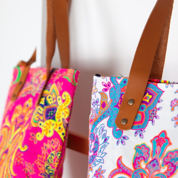 paisley print tote bag