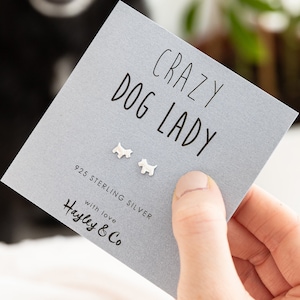 Terrier Dog Pendientes de Plata de Ley