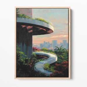 Futuristic Solarpunk Cityscape Art Print, Eco-Architecture (Digital Download)