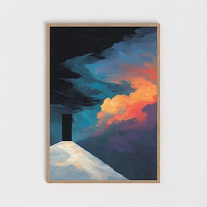 Sci-Fi Monolith Art Print: Surreal Cosmic Landscape Painting