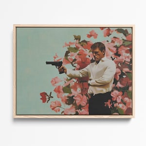 Lámina floral retro de agente secreto, decoración moderna de mediados de siglo (descarga digital)