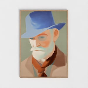 Modern Man Portrait: Dapper Gentleman in a Blue Hat Print