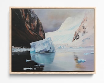 Quadro da parete con paesaggio di iceberg artici, decorazione per la casa in stile costiero, stampabile a download immediato (download digitale)