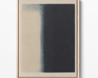 Impresión artística abstracta en beige azul marino de mediados de siglo (descarga digital)