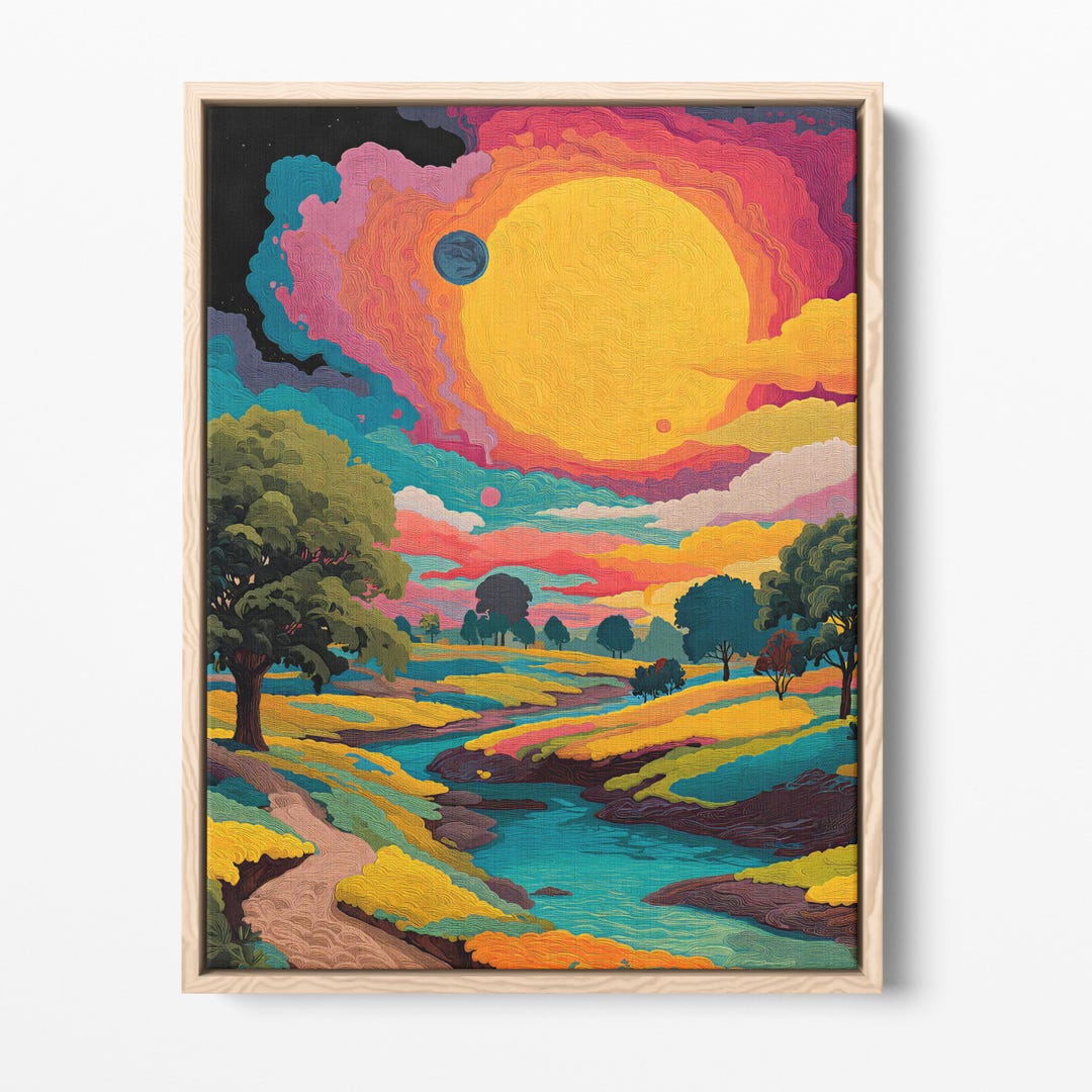 Psychedelic Cosmic Landscape Digital Print: Surreal Nature Wall Art for ...