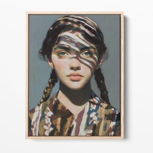 Dappled Sunlight Girl Portrait, Impressionist Fine Art Print (Digital Download)