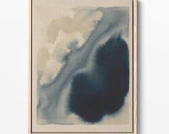 Impresión con tinta índigo: Acuarela abstracta, hogar minimalista (descarga digital)