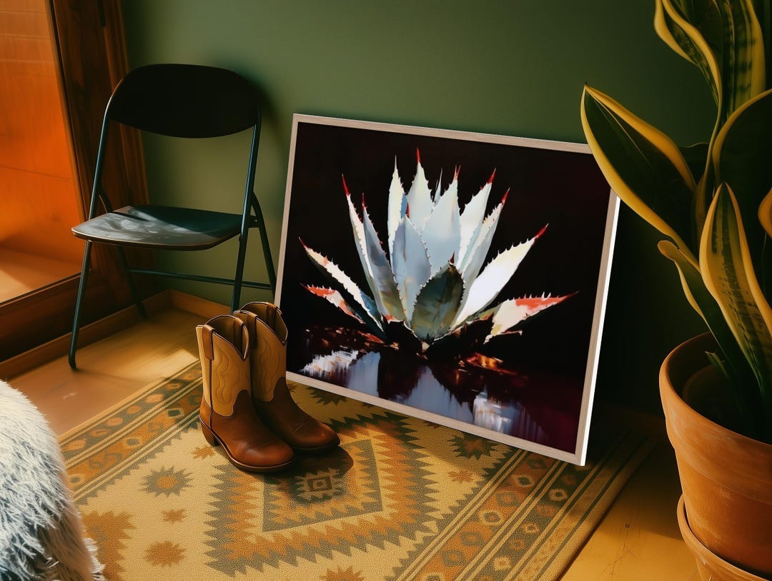 Modern Agave Wall Art | Desert Plant Print | Southwestern Decor ...