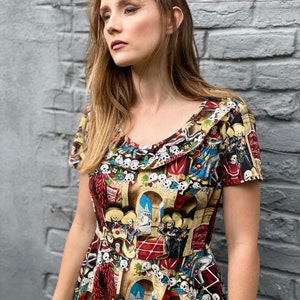 Handmade dia de los muertos pinup Mexican Frida Halloween Dress alexander henry fabric