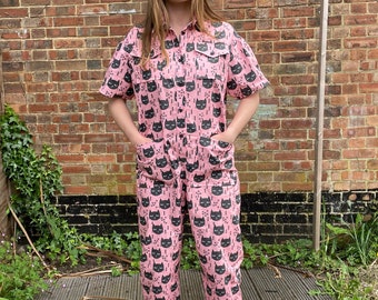 Handmade to order Happy Cats jumpsuit