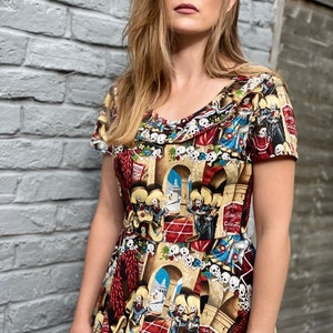 Handmade dia de los muertos pinup Mexican Frida Halloween Dress alexander henry fabric