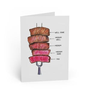 Grappige vaderdagkaart, grappige kaart Steak Dad, Vaderdag BBQ-humorkaart, grappige vleeswenskaarten, verjaardagskaart voor hem, kaart voor hem