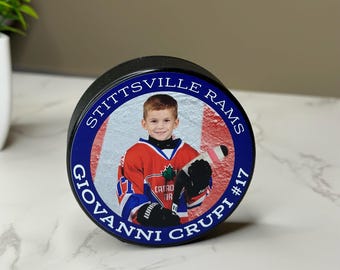 Disco de hockey personalizado con vitrina: personalícelo para su jugador o equipo favorito: regalo para fanáticos de los deportes