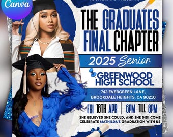 Graduate Flyer, Graduation Party Flyer, Graduation Invitation, College Decision, Class of 2025 Flyer, Senior Grad Announce, Canva Editable