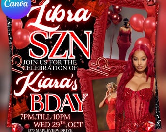 Libra Season Birthday Party Flyer (Digital Download)