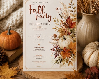 Volantino per la festa d'autunno - Invito per la festa autunnale - Modello per evento a tema zucca - Festa del raccolto autunnale, download immediato.