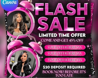 Flash Sale Flyer Template, Hair, Nails, Lashes (Canva Template)