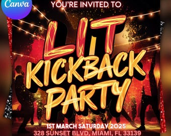 Kickback Party Flyer: Editable Club DJ Event Invite (Digital Download)