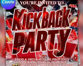 Kickback Party Flyer: Editable Club DJ Event Invite (Canva Editable)