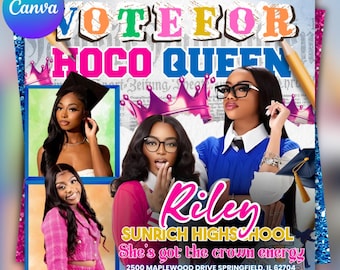 Homecoming Queen flyer , Homecoming Flyer , homecoming campaign flyer Vote Homecoming, HOCO Flyer, Vote for me Flyer, Black Homcoming Flyer