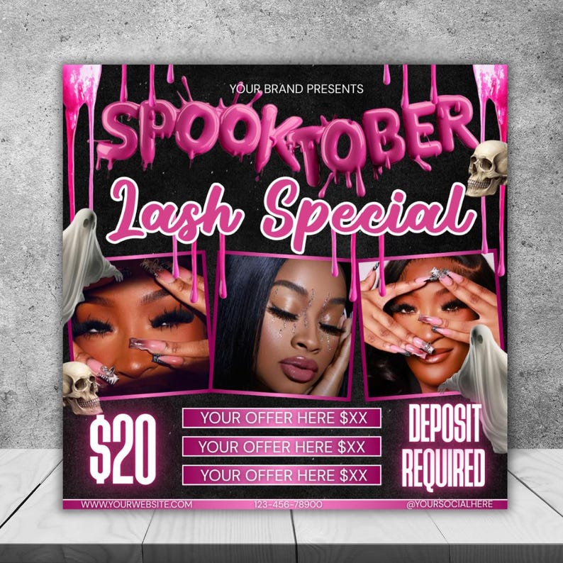 October Lash Sale Flyer, Lash Extensions Flyer, Lash Deals Flyer, Beauty Lash Flyer, Halloween Lashes Flyer, October Sale, Spooky SZN Flyer