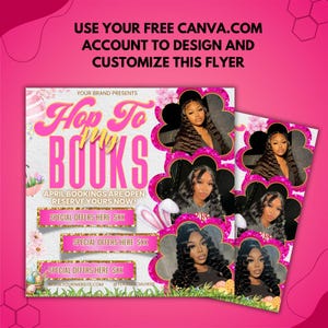 April Booking Flyer, Spring Booking Flyer, Easter Flyer, April Hair, Spring Books Open, April Book Now, April Lashes Nails Braid Wig Flyer