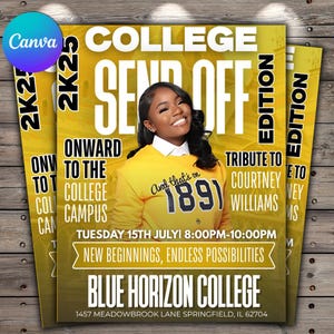 Editable College Send Off Evite, Farewell Party Invite, DIY Trunk Party Flyer, Red Magazine Cover, Goodbye Graduation Celebration