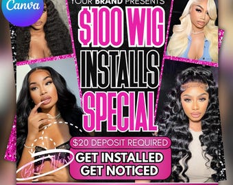 Wig Install Special Flyer, Hair Stylist Deals (Digital Download)