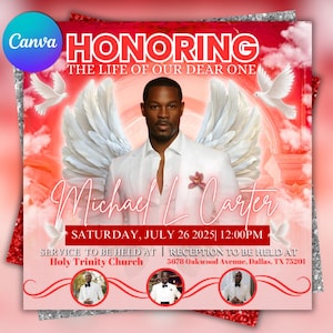 Memorial Funeral Announcement Flyer, Funeral Memorial Announcement Flyer, Funeral Announcement Template, Rest In Peace Flyer, Canva Editable