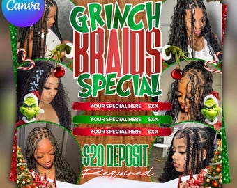 December Christmas Braids Special Flyer, Hair Salon (Digital Download)