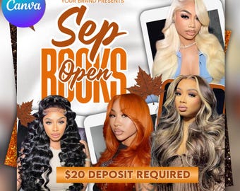 Fall September Booking Flyer, Hair, Nails, Braids MUA, DIY Canva (Digital Download)
